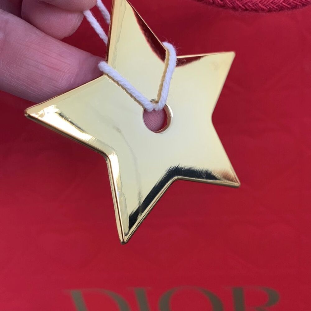 Dior Red Special Edition Shopping Bag Gift Tote, Gold Star Charm - 15”x10” - Picture 4 of 8